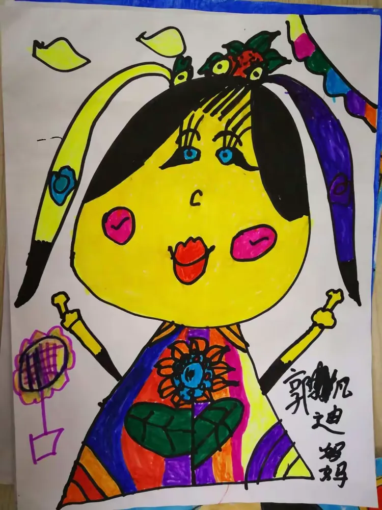 《我爱妈妈》美术课作业展