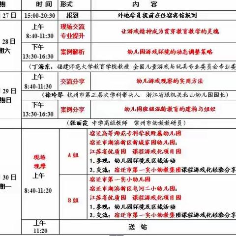 幼儿园自主游戏实施策略与观察专题研讨会（2017年10月28日—30日）