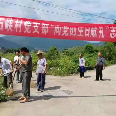 郑坊镇石峡村“我为群众办实事”清除杂草美化环境