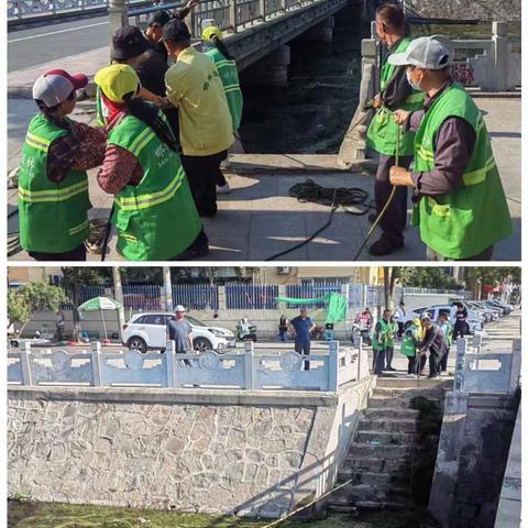 市园林局两河管理处多措并举打捞沁河水面漂浮物