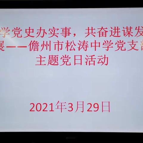 学党史办实事，共奋进谋发展一一儋州市松涛中学党支部主题党日活动