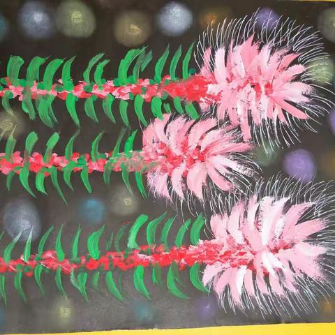 红果果龙兴园大班组启蒙绘画《蛇鞭草》