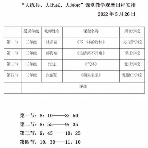 大冯营镇中心校2022春期大冯营、李庄、张庄、张腰庄学校教学技能大练兵大比武活动。