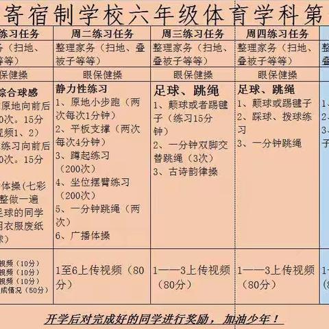 毛宝力格寄宿制学校♥六年级体育学科周五练习任务😃😃