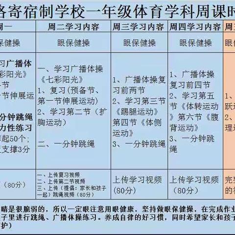 毛宝力格寄宿制学校♥一年级体育学科周五练习任务