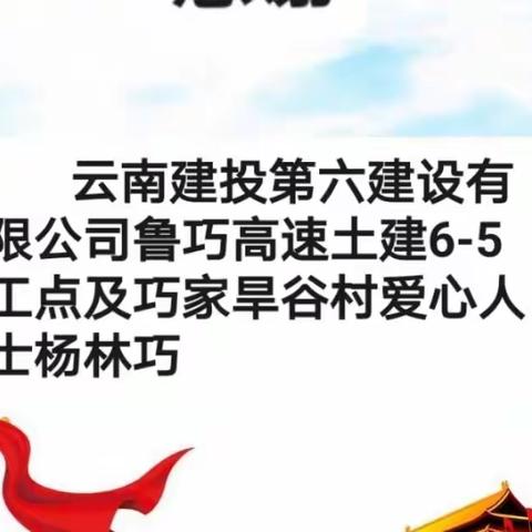 云南建投第六建设有限公司鲁巧高速土建6-5工点及旱谷村爱心人士杨林巧助力跃进小学绿美校园建设