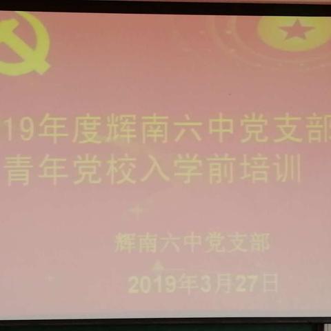 2019年度辉南六中党支部青年党校入学前培训