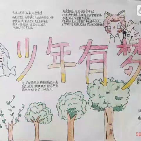 海口市琼山中学初中部学生特色作业展示：《少年有梦》手抄报（一）