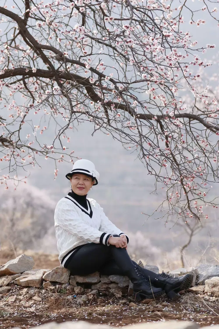 池上泉子杏花美，泉子杏花惹人醉，最美杏花俏佳人！