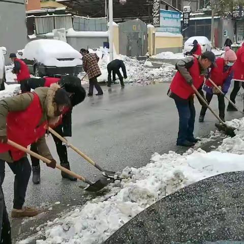 雪寒人心暖 志愿携手情                               ——新华街道东方社区志愿者除雪再行动