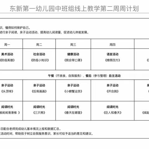 “云相约，共成长”东新第一幼儿园中一班线上活动