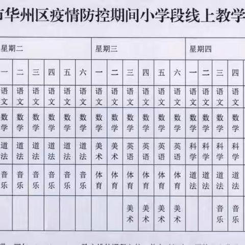 华州区大明镇金惠小学线上教学工作安排