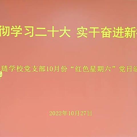 贯彻学习二十大 实干奋进新征程——善琏学校党支部开展10月份主题党日活动