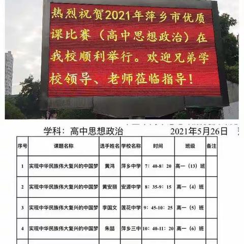 同课异构共研修，教学比武助成长——记2021年萍乡市高中思想政治优质课比赛