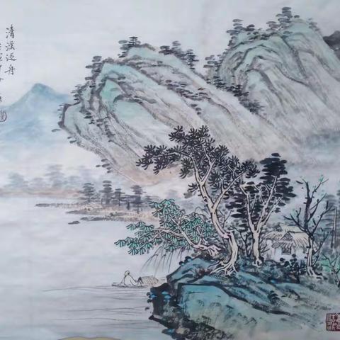 黄民杰老师视频课--第六课山水小品《清溪泛舟》 （2）---福建省老年大学山水画基础一年级班