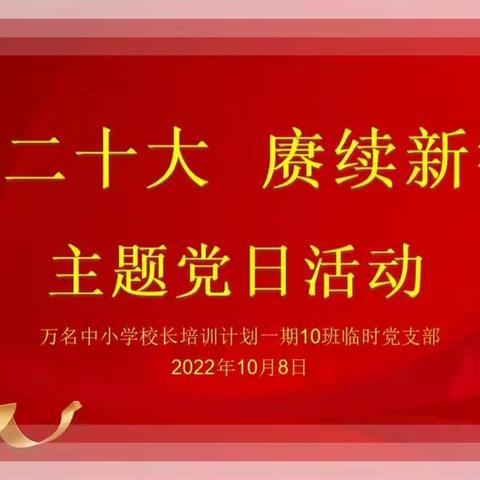 喜迎二十大 赓续新征程——万名中小学校长培训计划一期10班临时党支部主题党日活动