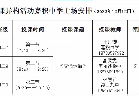 “同课”绽放光彩，“异构”彰显新意——美九嘉三校地理同课异构研讨活动