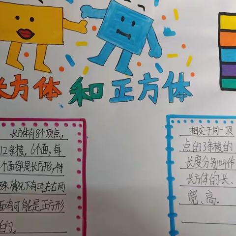 库伦镇小学 五年二班孩子们做的数学第三单元长方体和正方体一一数学小报👍👍👍