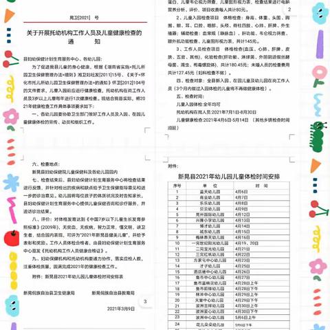 新晃县幼儿园教育集团中山路分园开展2021年度幼儿健康检查工作