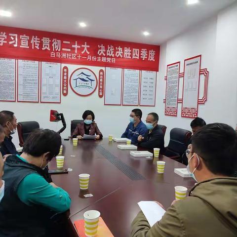 白马洲社区开展“学习宣传贯彻二十大，决战决胜第四季度”十一月主题党日活动