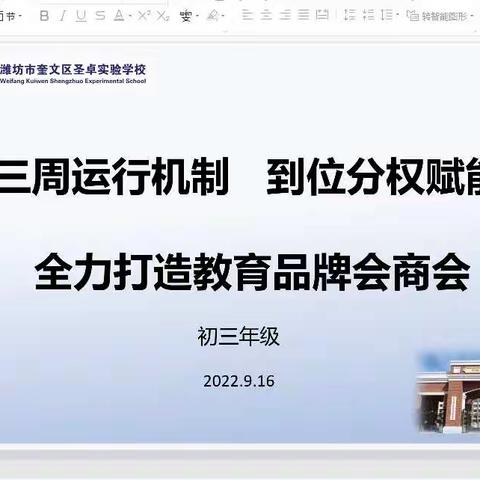 【圣卓初三】于改变中真做教育，于细节中做真教育——第三周运行机制、到位分权赋能、全力打造教育品牌会商会