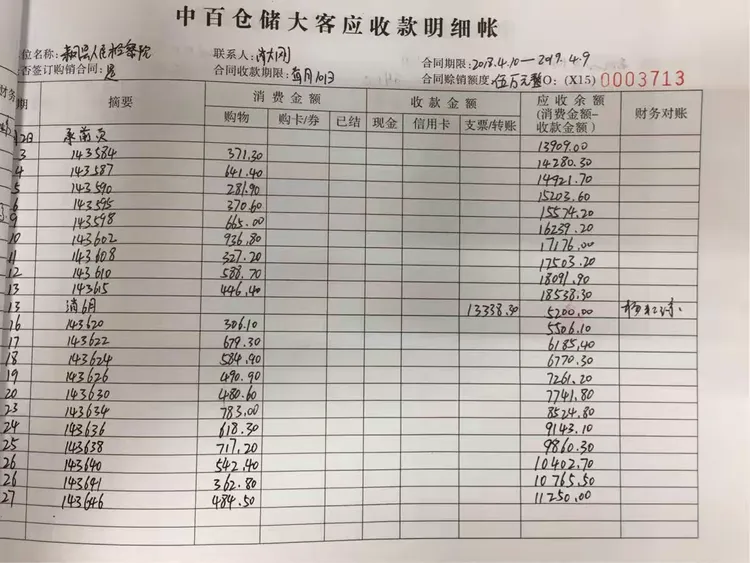 大客应收账款登记本财务对账务进行核对并签字确认