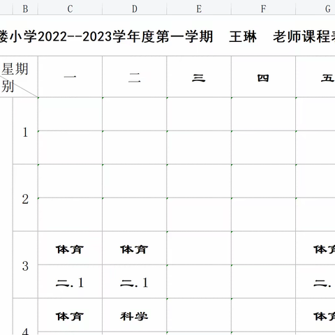 郑集镇卢楼小学体育教师课表公示