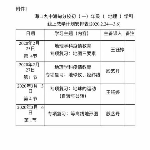 停课不停教，地理组在行动——海口九中海甸分校地理课组停课不停学工作纪实