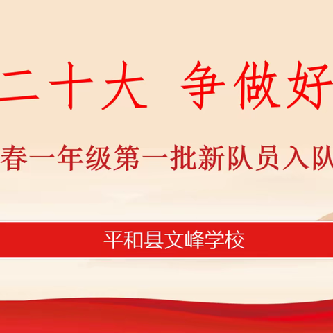 学习二十大 争做好队员—— 文峰学校开展一年级首批新队员入队仪式暨“红领巾奖章——向阳章”争章活动