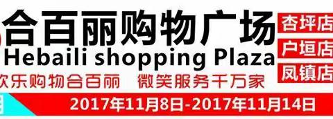 合百丽购物广场双11亏本大甩卖开始啦!活动时间:2017年11月8日一15日。