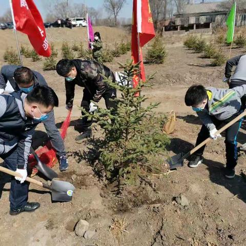 “不忘初心、牢记使命”绿化环境 植树造林 鹤岗市区联社开展义务植树主题党日活动。