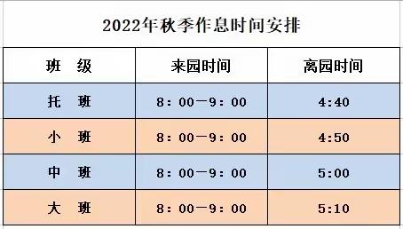 【东都实验幼儿园】秋季作息调整通知