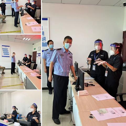 唐山交警支队考试中心副主任郑志强、驻场民警张庆富对市区考场疫情防疫“三件套”进行落实专项检查