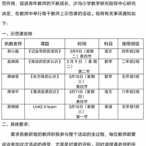 骨干教师展风采，示范引领促成长——册山街道沙沟小学骨干教师示范课纪实