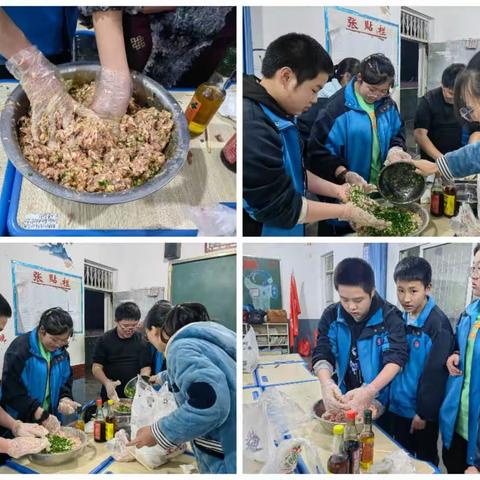 全班齐聚， 共享包饺子的乐趣