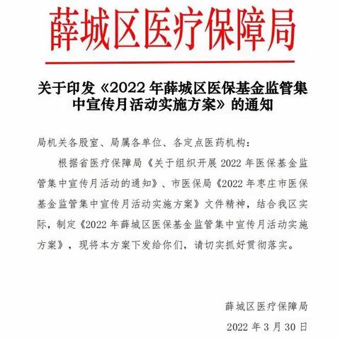 薛城区医保局基金监管集中宣传月活动（二）