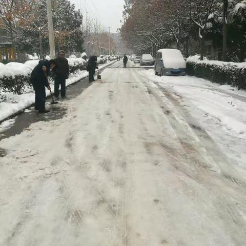 绿景园业主与物业人员共同努力，清扫道路积雪，给广大业主提供出行便利