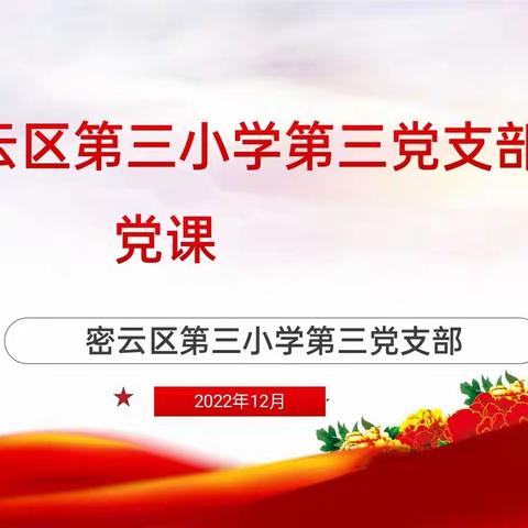 赓续红色血脉，传承伟大建党精神——密云区第三小学第三支部党课