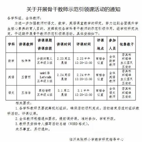 课堂教学展风采，骨干引领促成长——英语组骨干教师引领课教研活动