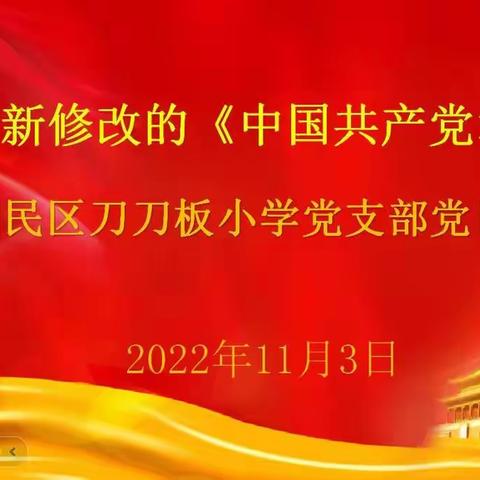 【党建引领】学习新修改《中国共产党章程》——刀刀板小学党支部主题党日活动