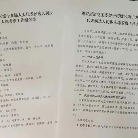 董家街道扎实推进人大代表候选人初步人选考察工作