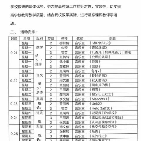 “提高课效，夯实基础”教研活动(一)