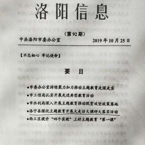 洛宁县深化主题教育开展大走访大调研大落实活动《洛阳信息》第92期
