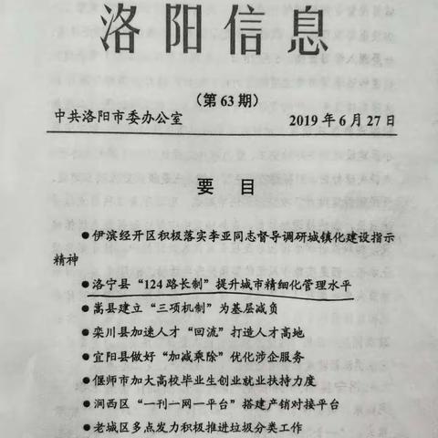 洛宁县“124路长制”提升城市精细化管理水平《洛阳信息》第63期