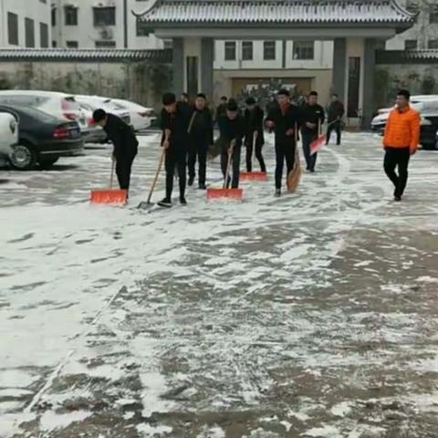 政府宾馆组织全体干部职工清理大院积雪