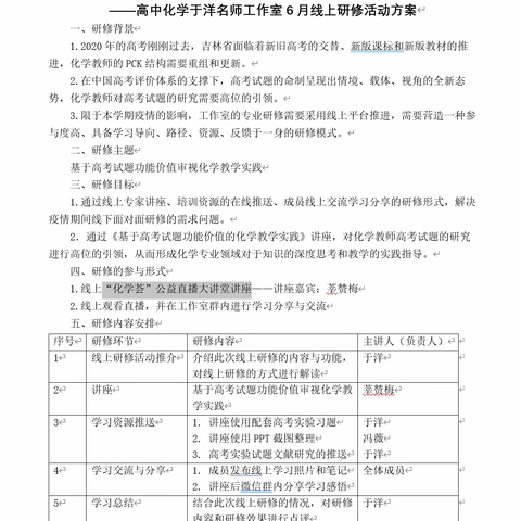 善思乐享 知行合一 ——高中化学于洋名师工作室7月线上研修纪实