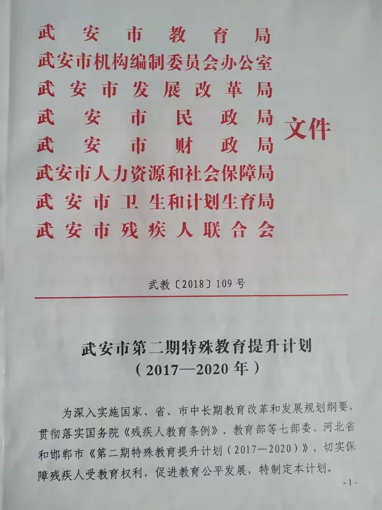 武安市第二期特殊教育提升计划