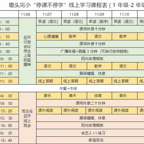 墈头完全小学线上教学致家长书（11月6日）