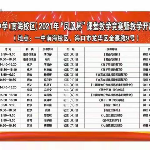 展示共交流，研讨同成长—海口一中（龙华校区）第十五周教研活动记录