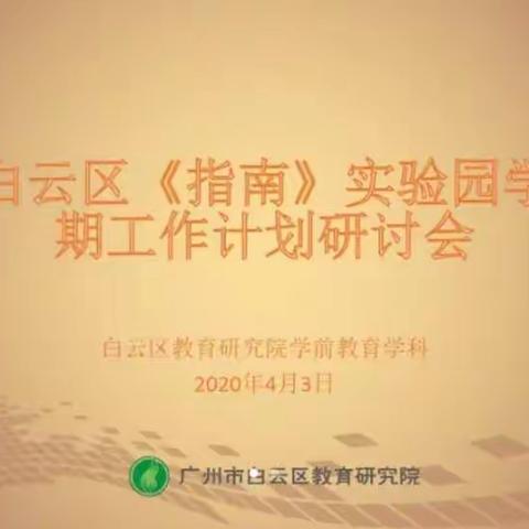 20.04.03区《指南》实验园工作线上会议